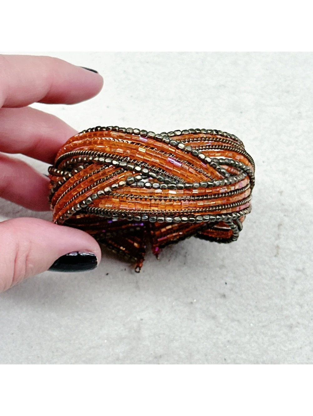 88a. Bronze Seed Bead Bracelet Boho